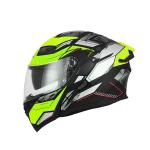 JIEKAI JK-902 Fluorescent Green Neon Dual Visor Helmet – DOT Approved with Built-In Spoiler & Red Line Accents