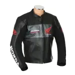 Chaqueta de Cuero Honda para Motocicleta – Equipamiento Racing en Piel con Protección CE