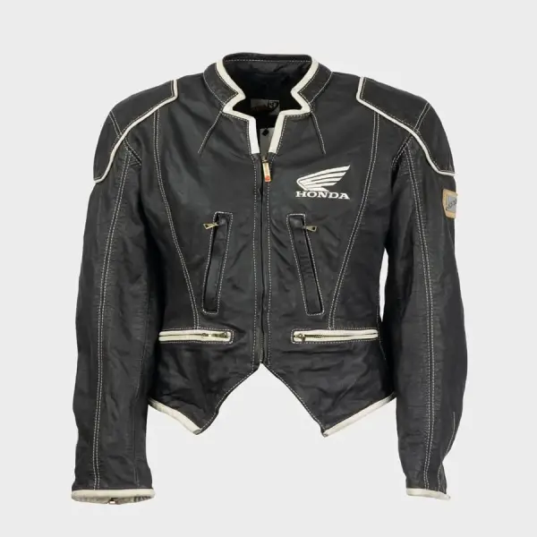 Honda x Suomy 2007 Schwarze Motorrad Lederjacke
