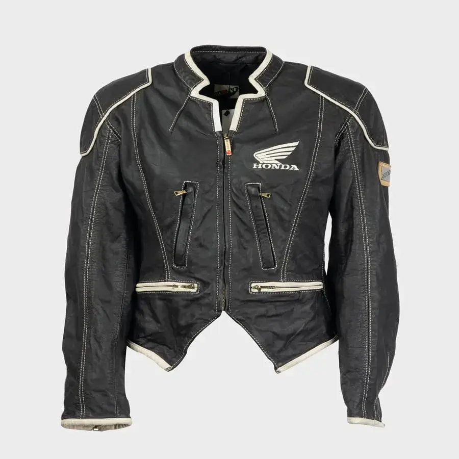 Honda x Suomy 2007 Schwarze Motorrad Lederjacke