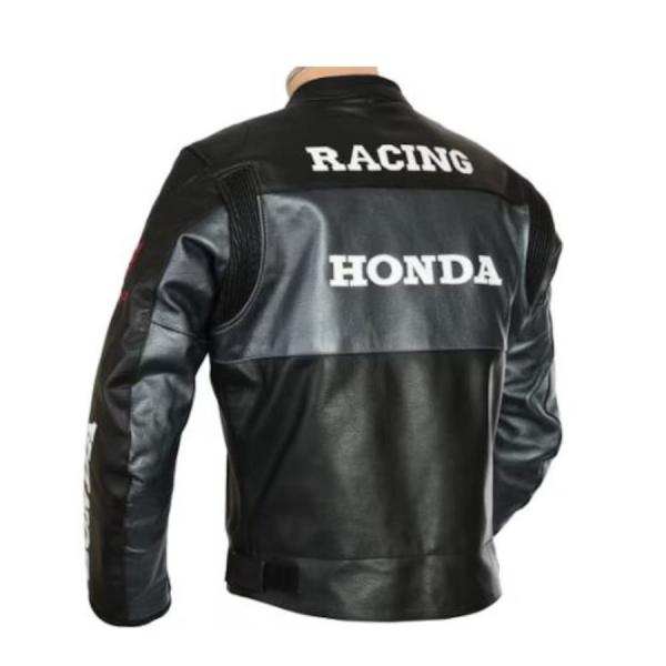 Chaqueta de Cuero Honda para Motocicleta – Equipamiento Racing en Piel con Protección CE