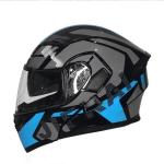 NEW JIEKAI JK-902 Dual Visor Motorcycle Helmet – Blue Black Grey | DOT Approved