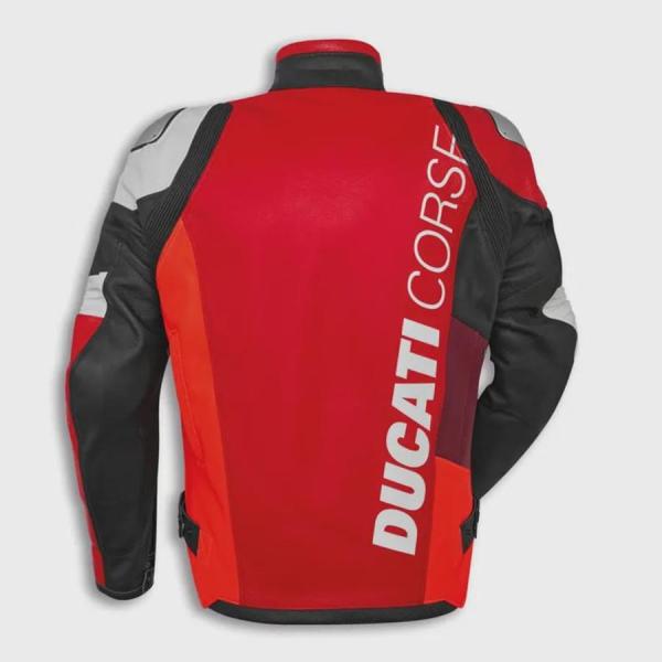 Handmade Men’s Red & White Ducati Racing Leather Jacket