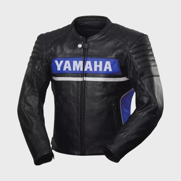 Handgefertigte Yamaha Biker Lederjacke aus Rindsleder