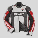 Giacca Moto in Pelle Ducati Corse Artigianale – Nero, Bianco & Rosso