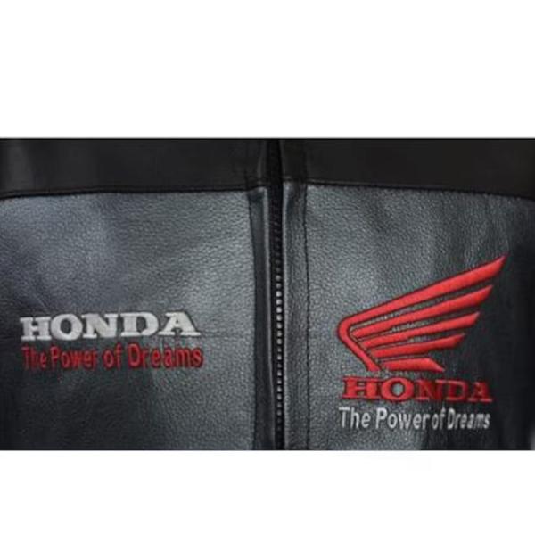 Chaqueta de Cuero Honda para Motocicleta – Equipamiento Racing en Piel con Protección CE