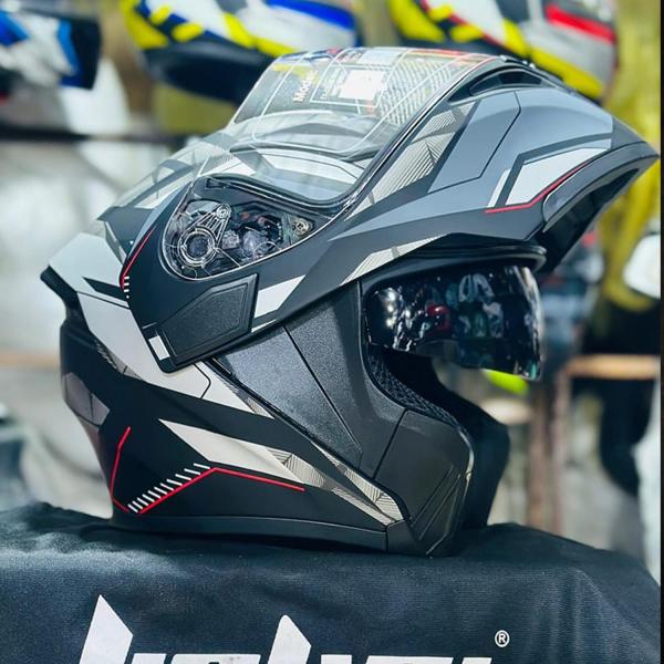 Casco Moto Modulabile Jiekai JK902 Grigio Astratto – Certificato DOT | Doppia Visiera | Bluetooth Ready | Comfort Ventilato