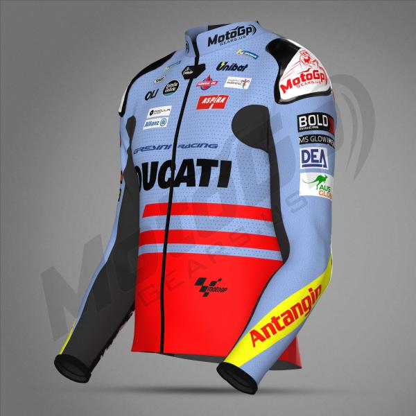 Chaqueta de cuero de carrera Alex Marquez 2024 Ducati Gresini – Chaqueta Oficial MotoGP