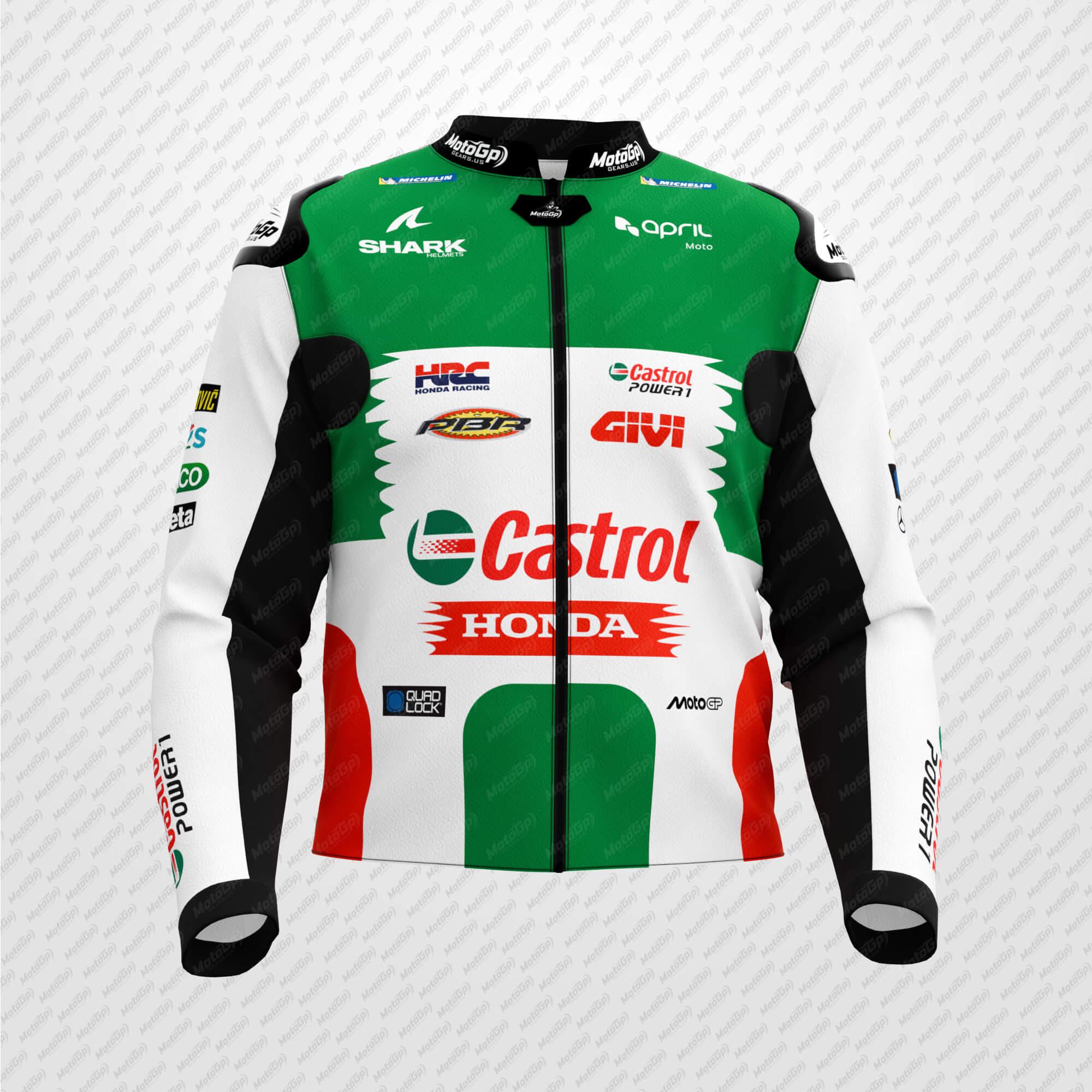 Giacca da Moto in Pelle Johann Zarco Castrol Honda 2025 – Edizione Pro