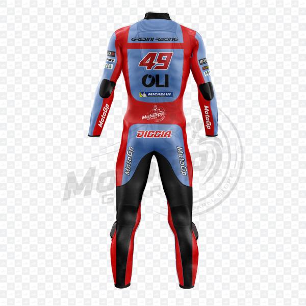 Traje de cuero Ducati azul cielo Fabio Di Giannantonio