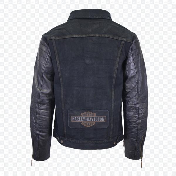 Harley Davidson Leather Sleeve Denim Jacket