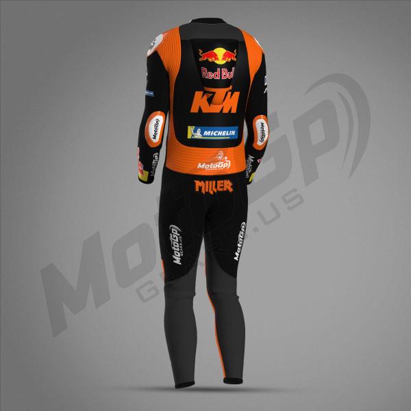 Combinaison en cuir Jack Miller KTM Red Bull 2024 Noir & Orange – Protection CE