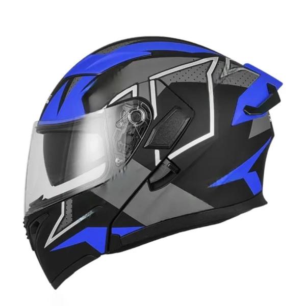 JIEKAI JK-902 Matt Blue Black Dual Visor Helmet – DOT Approved | Uplift Design with Built-In Spoiler