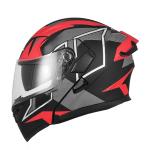 Jiekai JK-902 Dual Visor Motorcycle Helmet – DOT Approved, Matte Red/Black Finish with Aerodynamic Spoiler