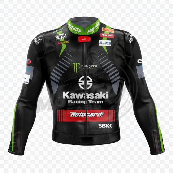 Giacca Moto in Pelle Kawasaki Tom Sykes 2018 WSBK