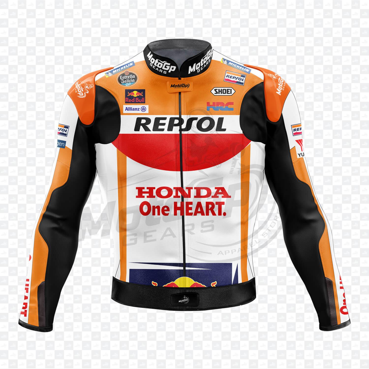 Chaqueta de Cuero Marc Marquez Honda Repsol 2022 MotoGP – Réplica Oficial
