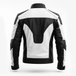 Chaqueta de cuero negra y blanca para hombre
