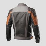 Chaqueta biker de cuero gris marrón para hombre
