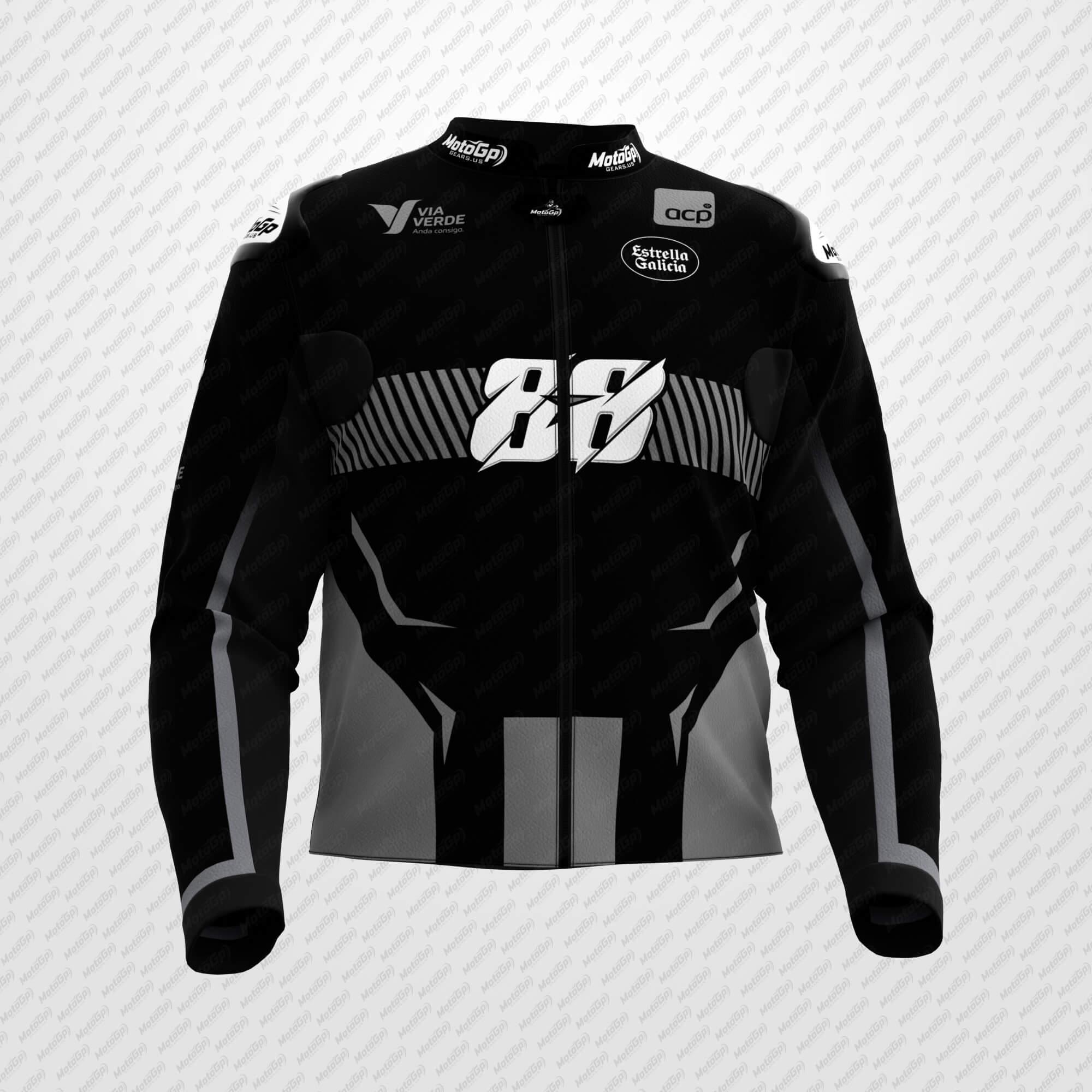 Giacca da Moto in Pelle Nera Miguel Oliveira 2024 Track