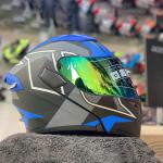 Casco JIEKAI JK-902 Blu Opaco Nero con Doppia Visiera – Omologato DOT | Design Uplift con Spoiler Integrato