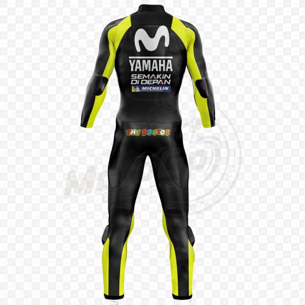 Combinaison Moto en Cuir Noir Yamaha Valentino Rossi 2018 Une ou Deux Pièces