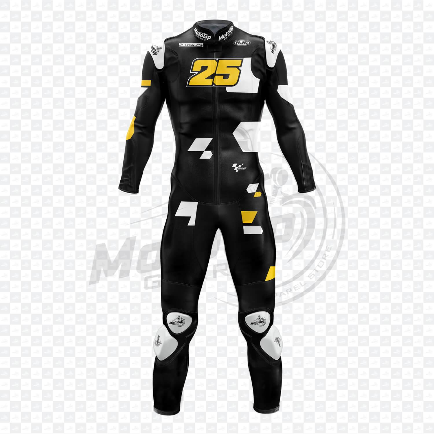 Raul Fernandez Aprilia Test Motorrad Schwarzer Leder-Rennanzug