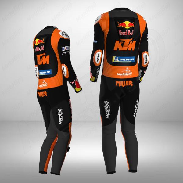 Jack Miller KTM Red Bull 2024 Moto Racing Suit - Black and Orange