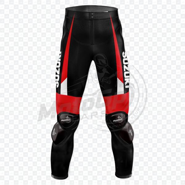 Pantalón de Cuero Maverick Viñales Suzuki Negro y Rojo