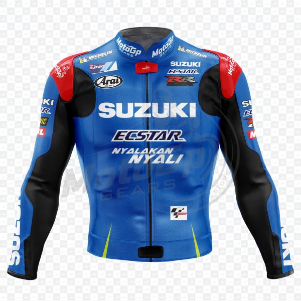Suzuki Maverick Vinale 2016 GSXR Blau Motorrad Lederjacke