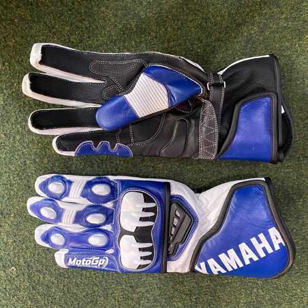 Yamaha Motorrad-Rennhandschuhe – Weiß / Blau