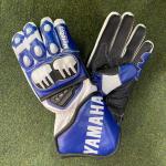 Yamaha Motorrad-Rennhandschuhe – Weiß / Blau