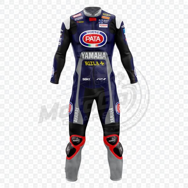 Schwarzer Yamaha Motorrad Leder Rennanzug Custom