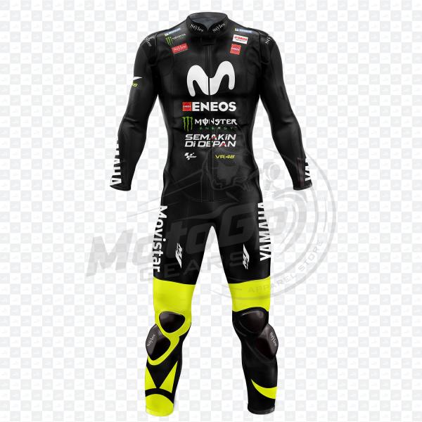 Combinaison Moto en Cuir Noir Yamaha Valentino Rossi 2018 Une ou Deux Pièces