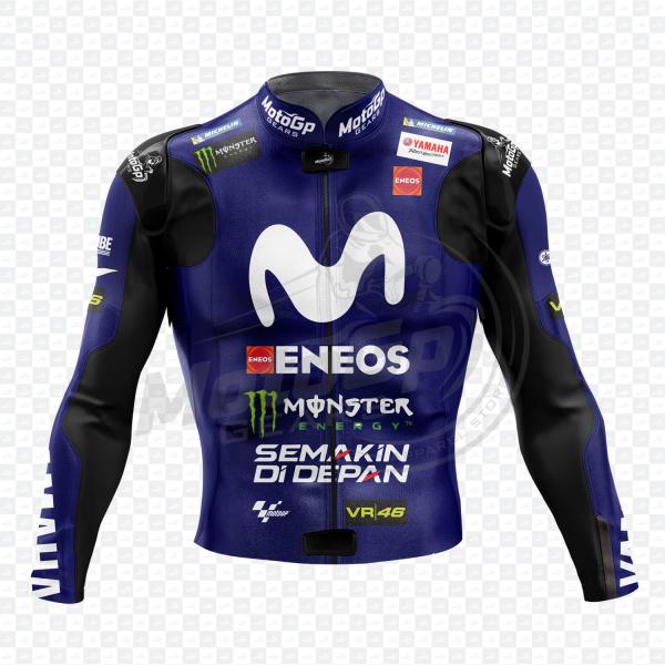 Giacca in Pelle Yamaha Valentino Rossi 2018 Race Blue